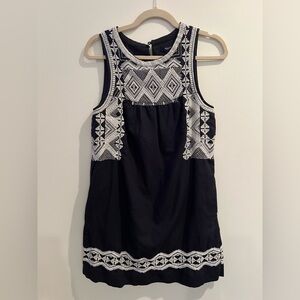 Madewell Navy and White Embroidered Stitchtake Shift Dress